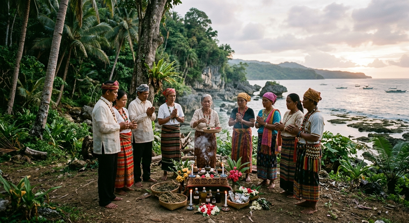Traditional healers gathering during Holy Week on Siquijor Island Philippines