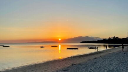 Romantic sunset on San Juan beach in Siquijor, Philippines